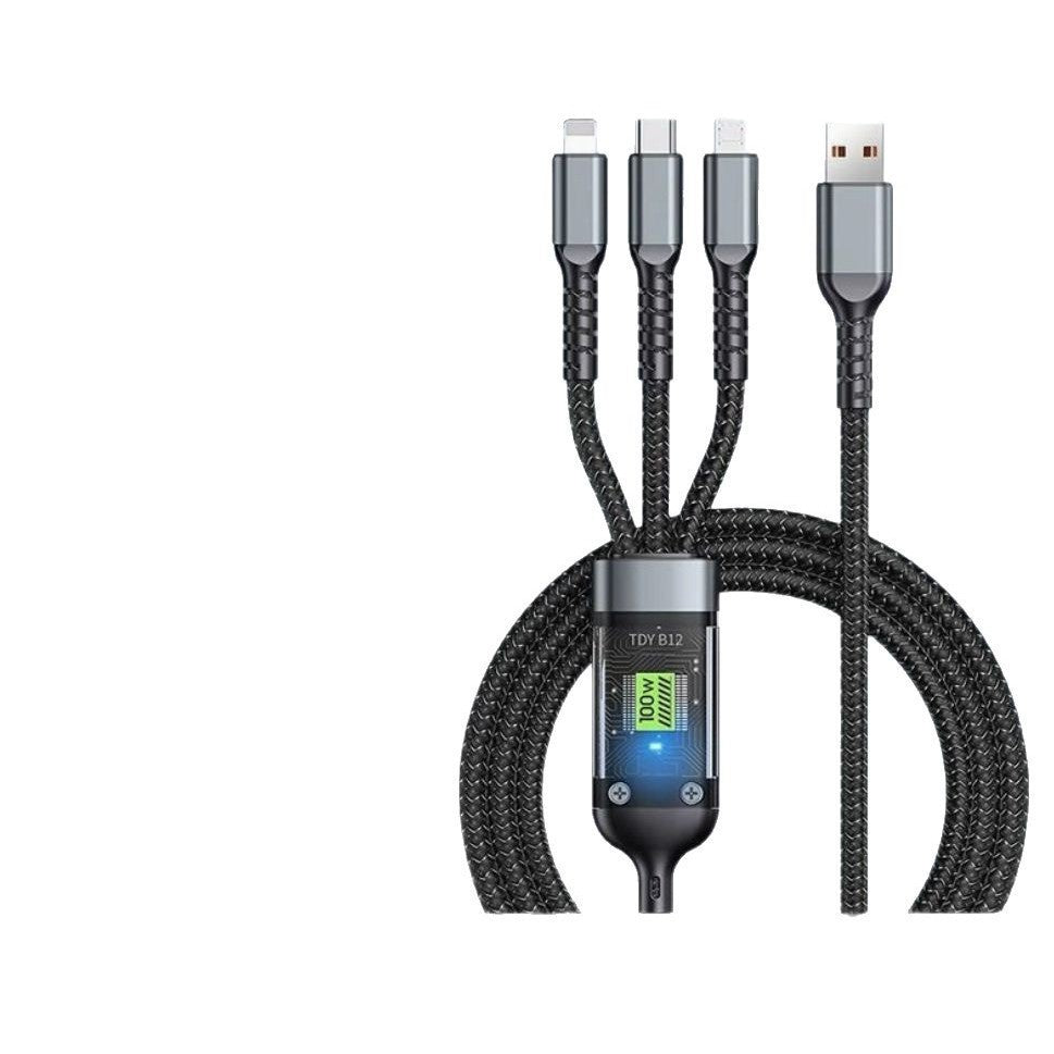 100W Three-in-One Fast Charging Data Cable