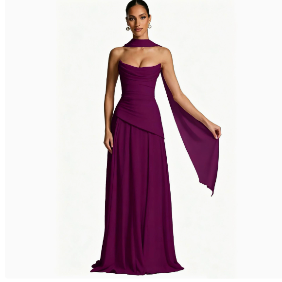 Strappy Slim Fit Tube Evening Dress
