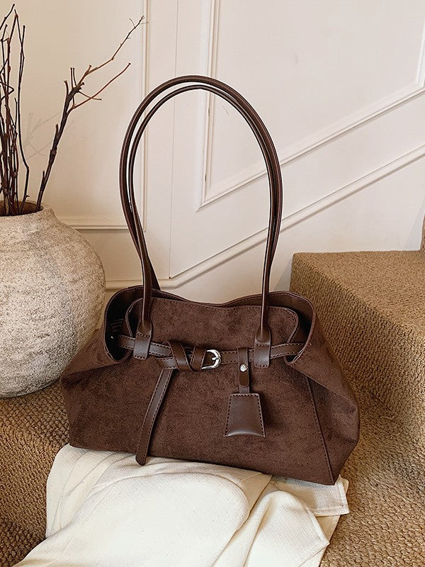 French Style Matte Baguette Shoulder Bag