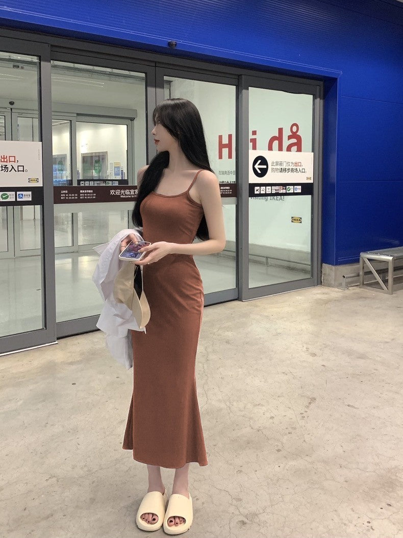Suspender Fishtail Hem Dress