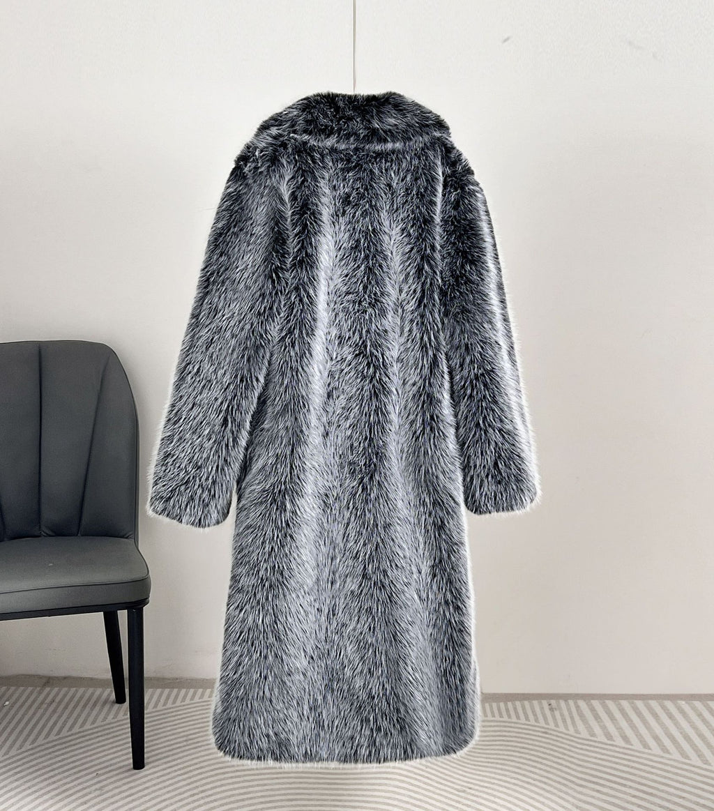 Women's Long Lapel Faux Fur Coat