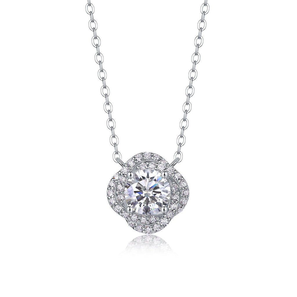 Sterling Silver Moissanite Geometric Pendant Necklace