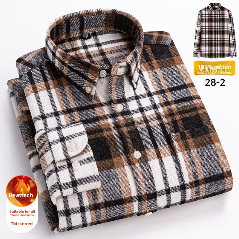 Mens Brushed Plaid Long Sleeve Shirt