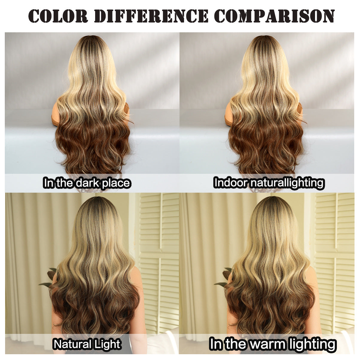 Gradient Color Wavy Synthetic Wig with Bangs