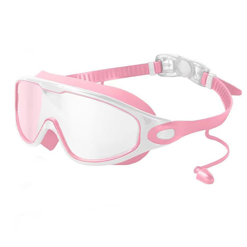 Large Frame Anti-Fog Swimming Goggles with Earplugs