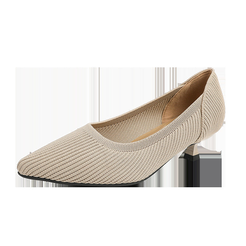 Womens Knitted Stiletto Pointed Toe Heels