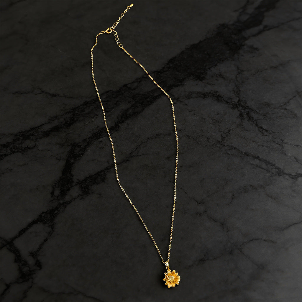 18K Gold Plated Sunflower Butterfly Zircon Necklace