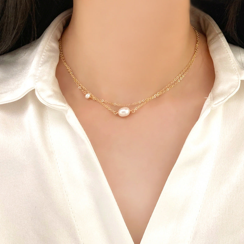 Freshwater Pearl Necklace with 925 Silver Chain