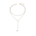 Y-Shape Pearl Tassel Layered Necklace