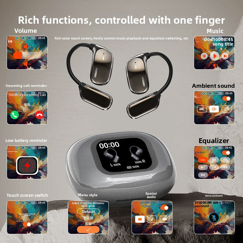 Wireless Bluetooth Headset with AI Translation and Color Display
