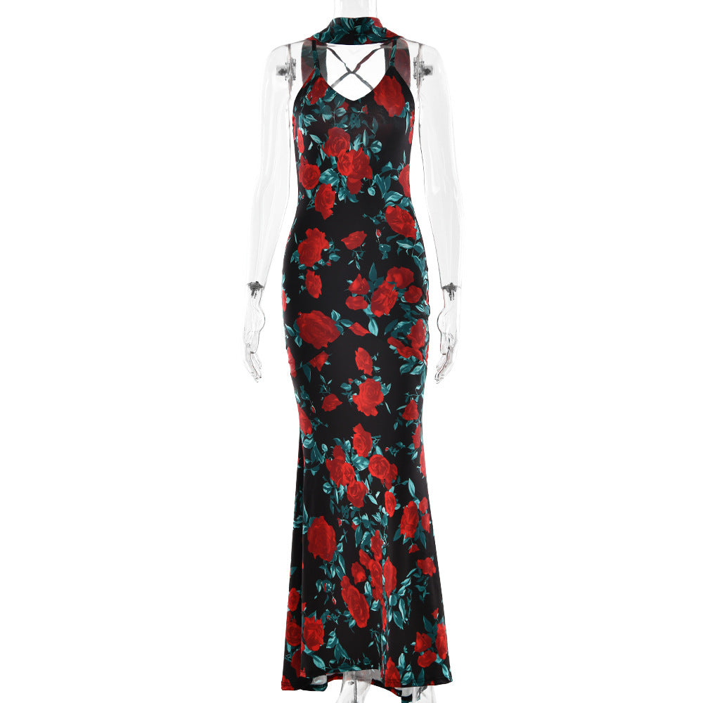 Sexy Deep V-Neck Backless Fishtail Dress