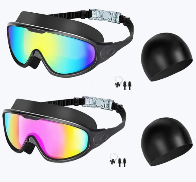 Large Frame Anti-Fog Swimming Goggles with Earplugs