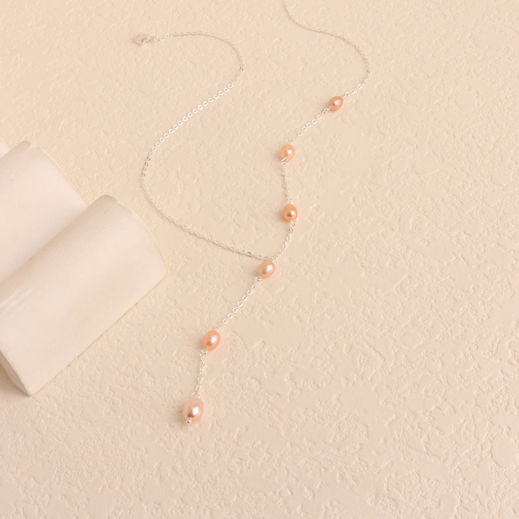 Freshwater Pearl Necklace with 925 Silver Chain