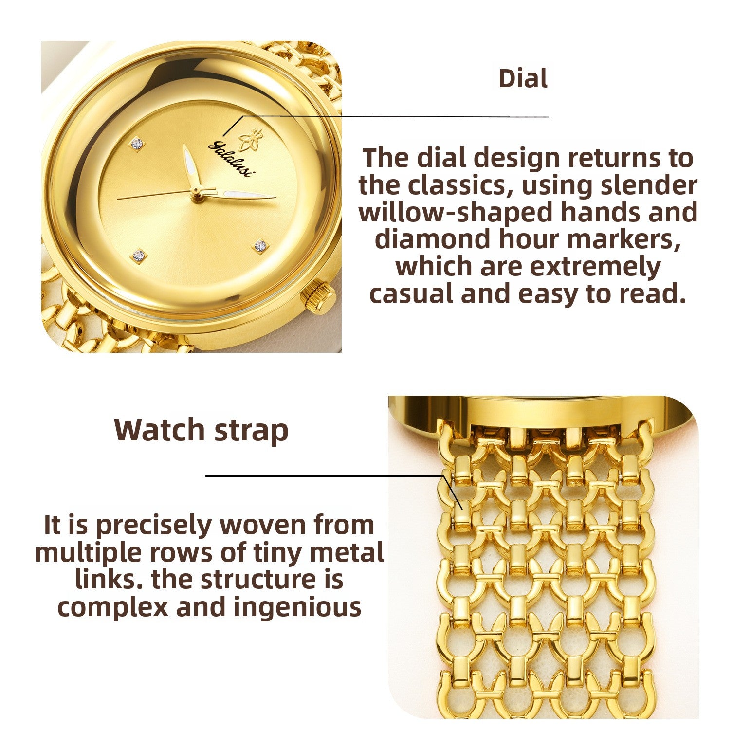 Yalalusi Luxury Women Watch with Hollow Strap