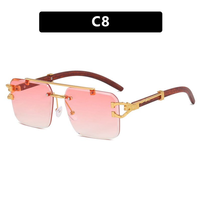 Frameless Square Sunglasses Wood Grain