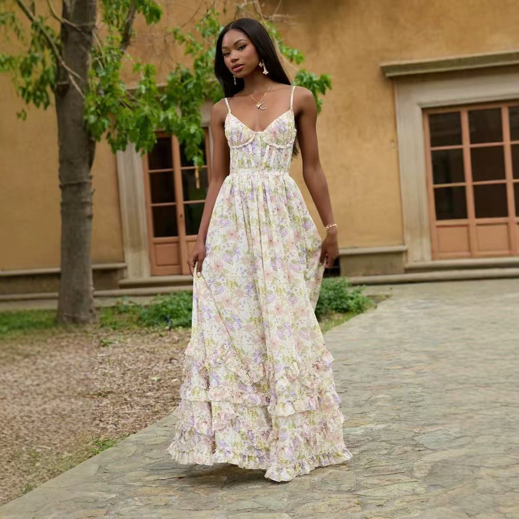 Women's Strapless Chiffon Maxi Dress