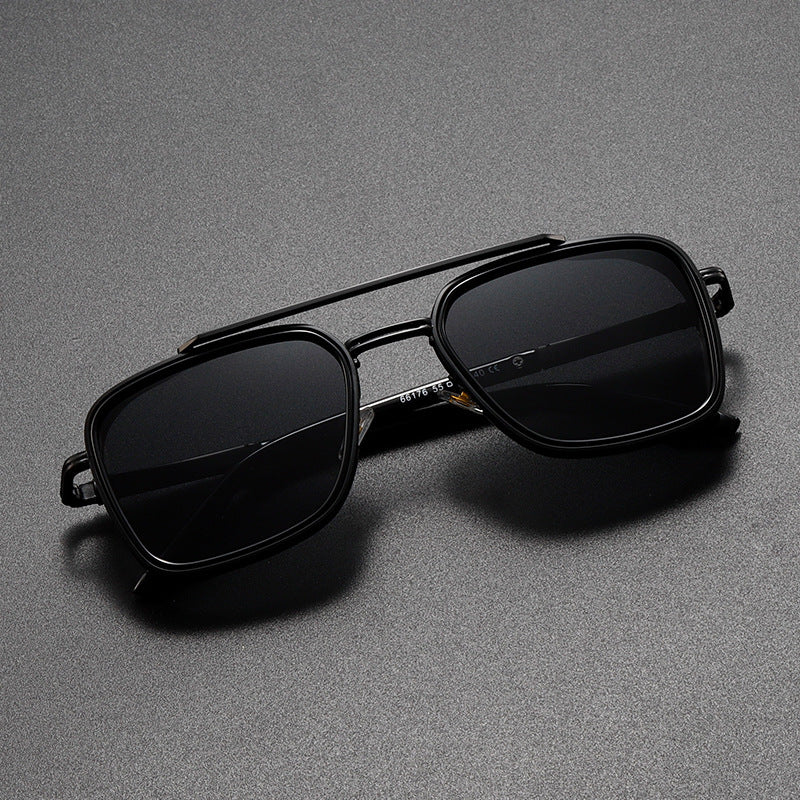 Geometric Metal Double Bridge Sunglasses
