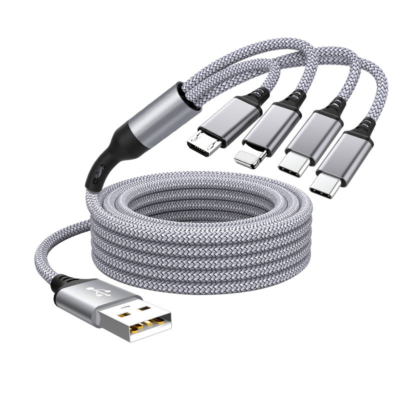 Four-in-One Braided Data Cable with Fast Charging