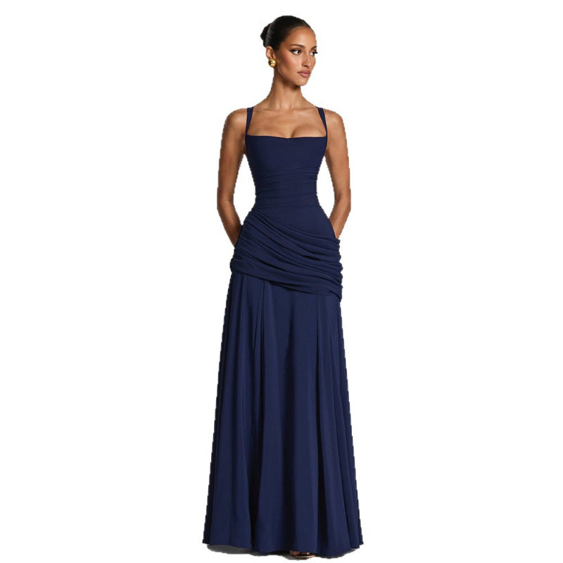 Elegant Solid Color Sleeveless Long Dress