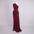 One-Shoulder Lace Long Dress with Stretch Bandage Fabric