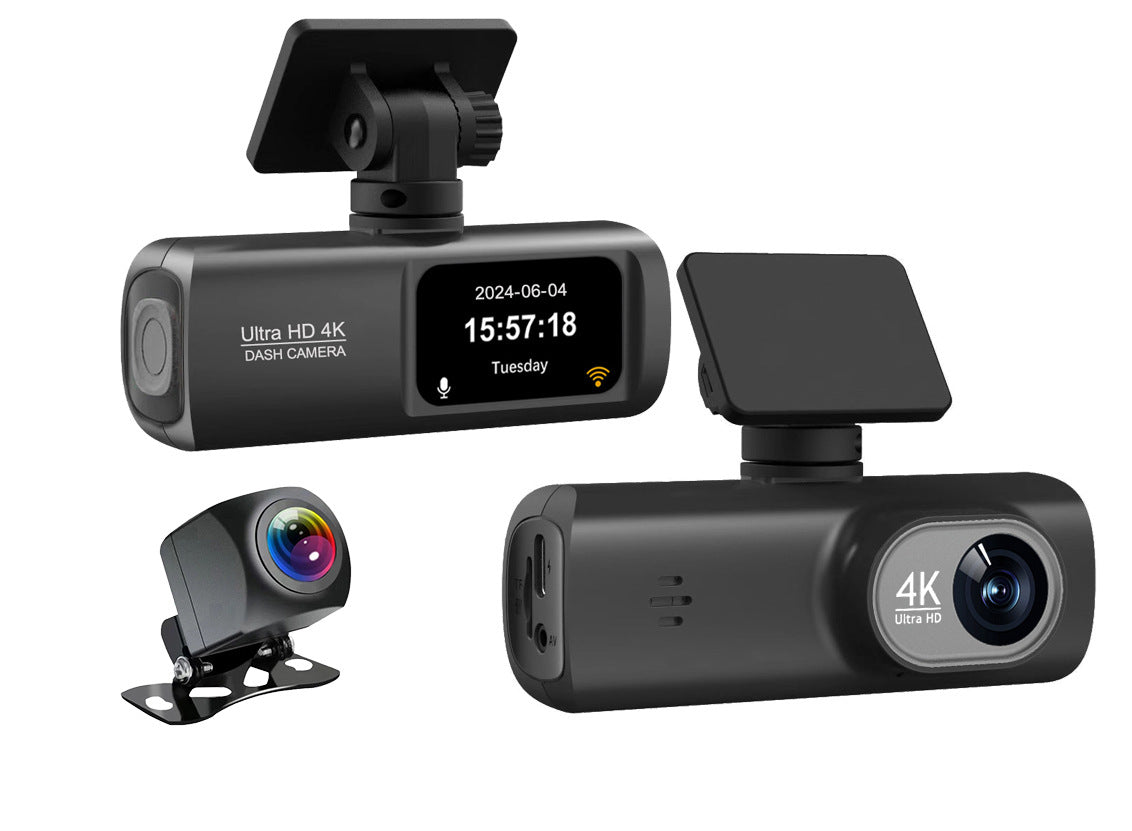 4K Dual Lens Dash Cam with Night Vision WiFi GPS