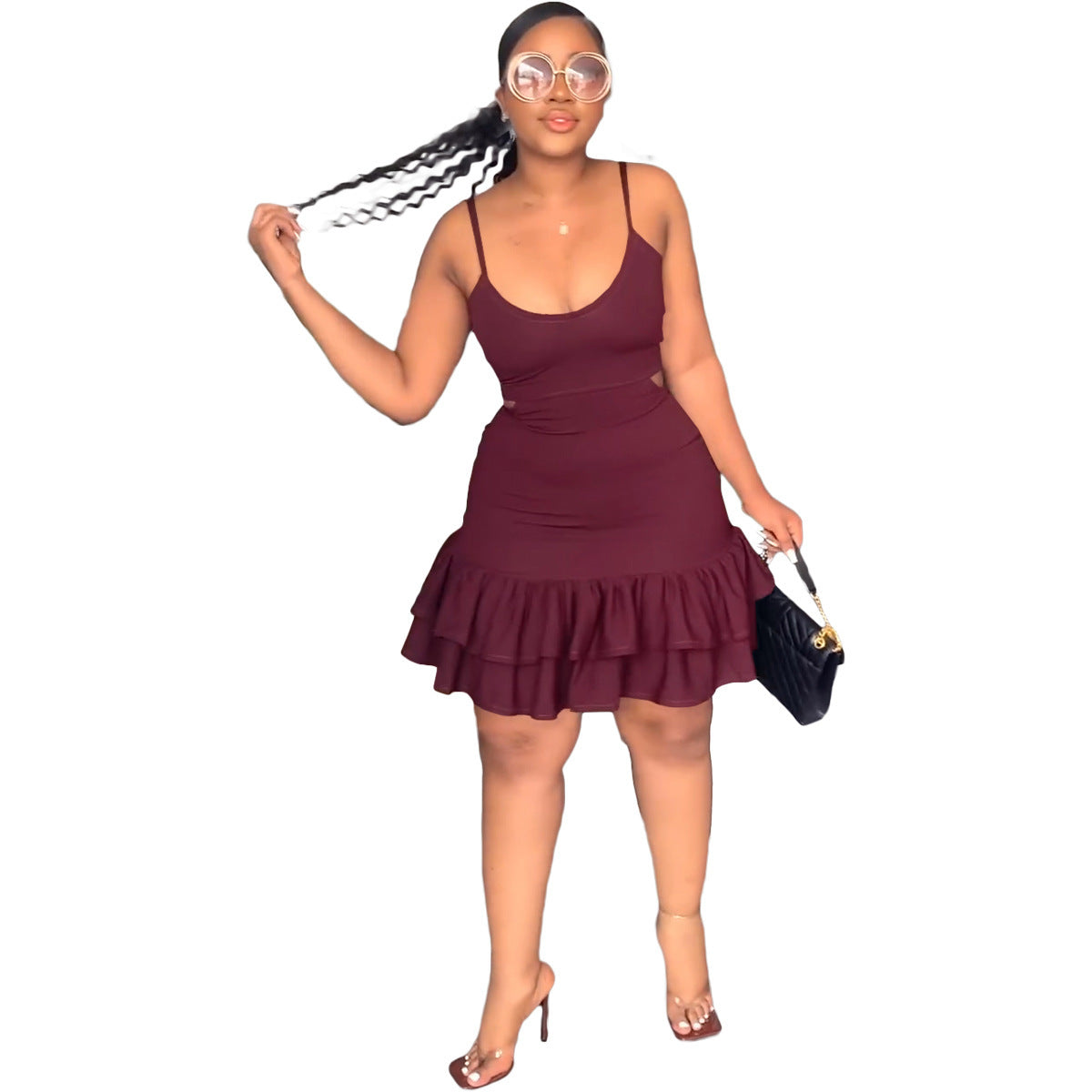 Sling Ruffle Hem Sheath Dress