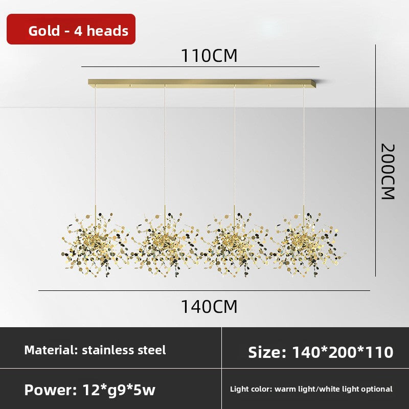 Stainless Steel Decorative Pendant Light Luxury Nordic Chandelier for Living Room Restaurant