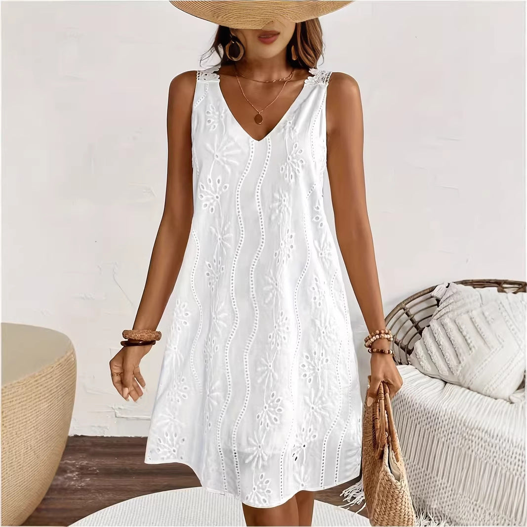 Sleeveless Solid Color Midi Dress