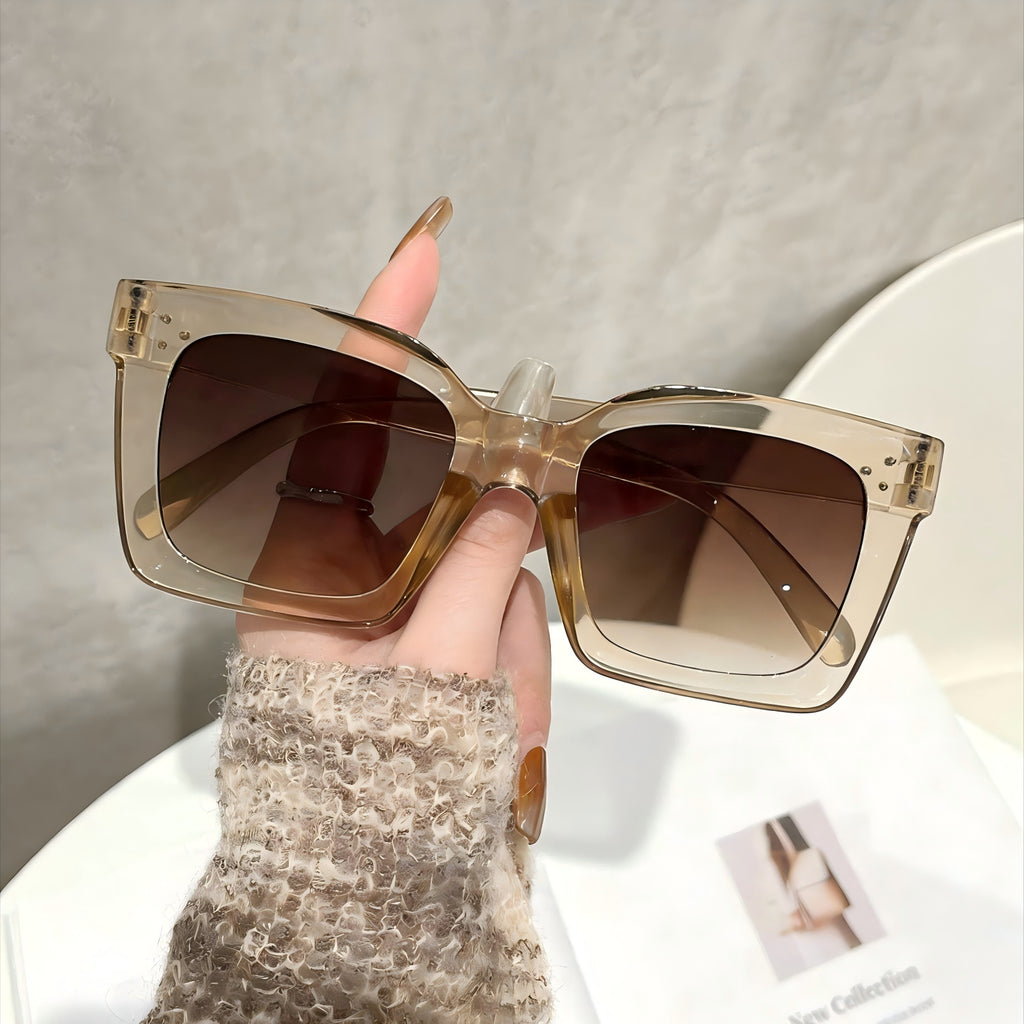 Large Frame Leopard Print Gradient Sunglasses