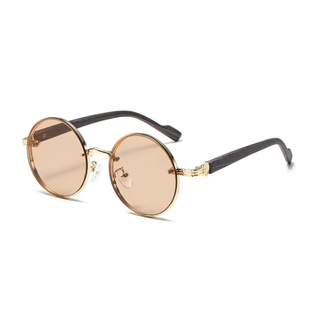 Retro Round Punk-Style Metal Sunglasses