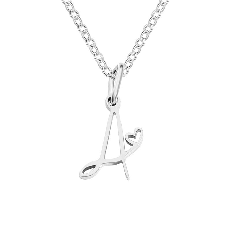 Alphabet Letter Stainless Steel Necklace