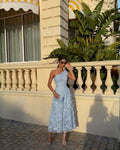 Women's One-Shoulder 3D Floral Embroidery High-Waist Summer Dress