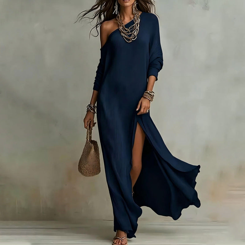 Long Sleeve High Neck Midi Dress