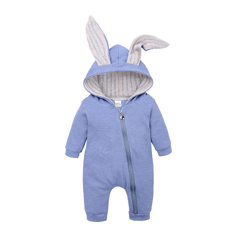 Baby Rabbit Ear Hooded Jumpsuit Cotton Romper