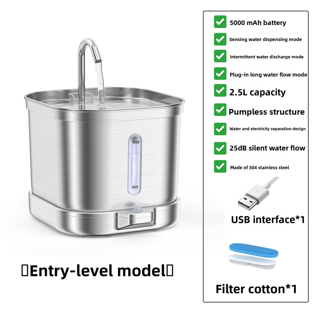 Smart Pet Water Dispenser, Wireless, Non-Electric, Automatic Water Flow, Cat Water Feeder