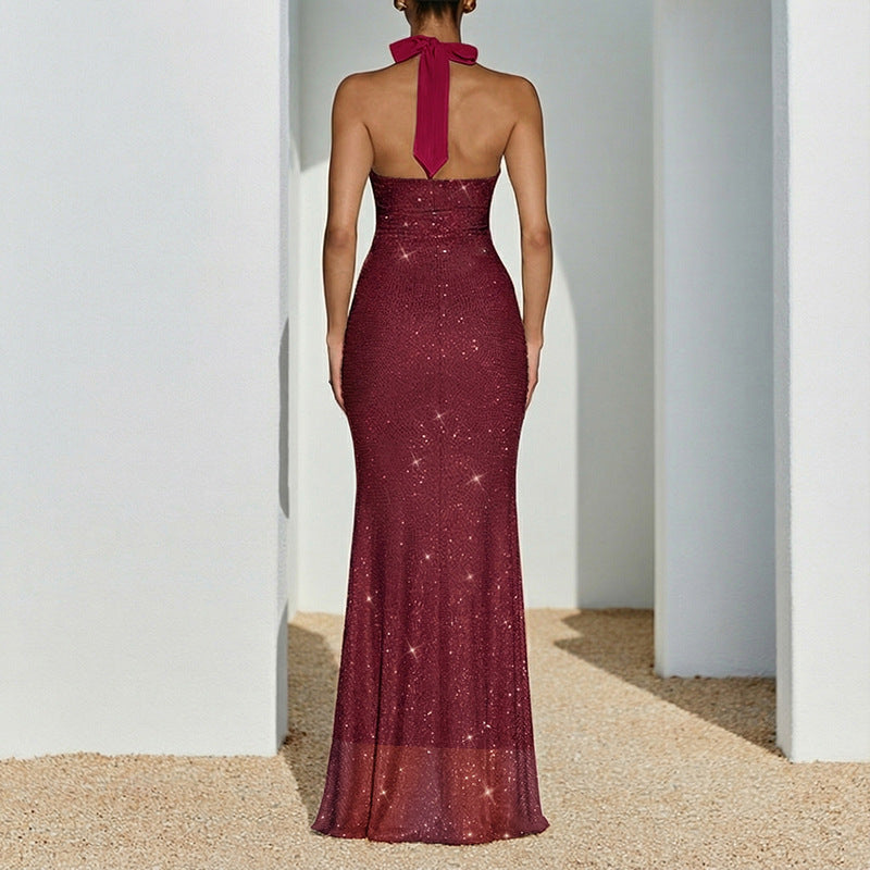 Halter Neck Backless Long Dress