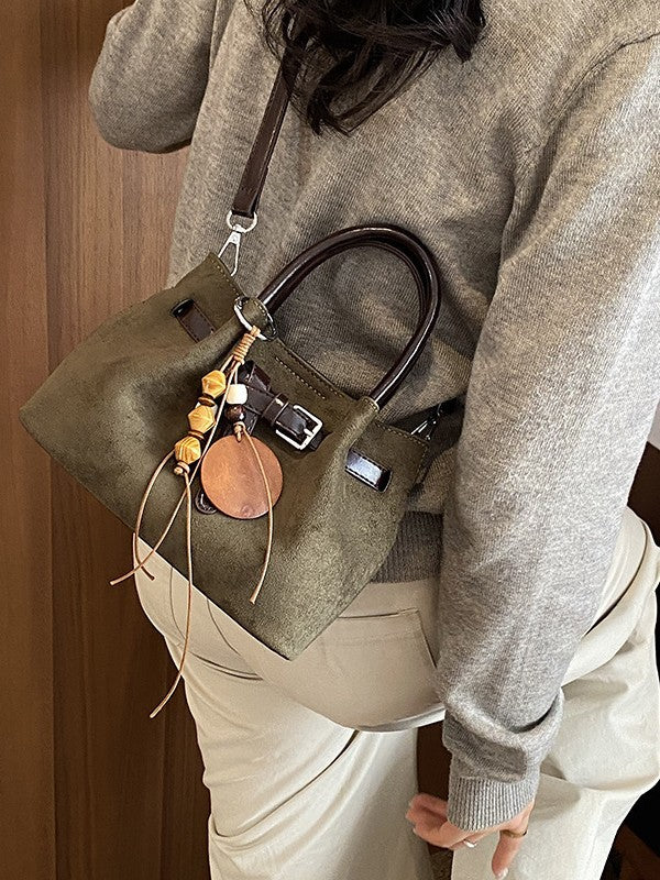 Retro Suede Crossbody Bag with Adjustable Strap
