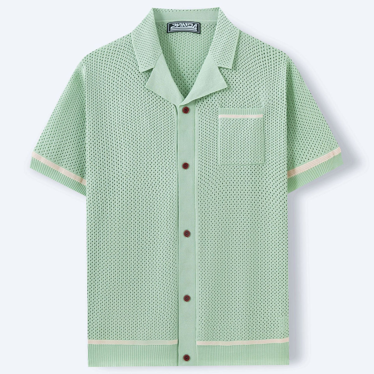 Cross-Border Men's Casual Style Cuban Collar Knitted Top Short-Sleeved Hollow Breathable Cardigan Polo Shirt Sy0103