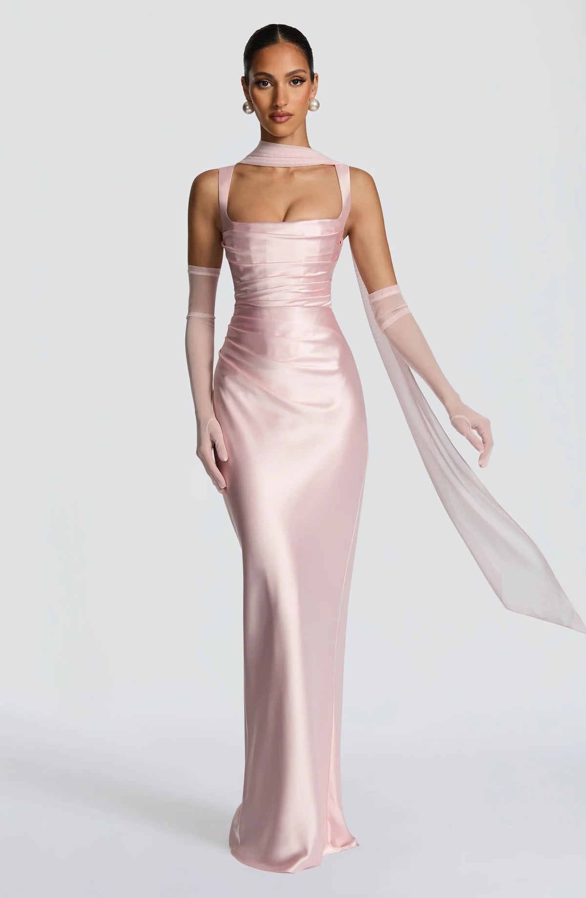 Satin Fishbone Strap Bodycon Dress