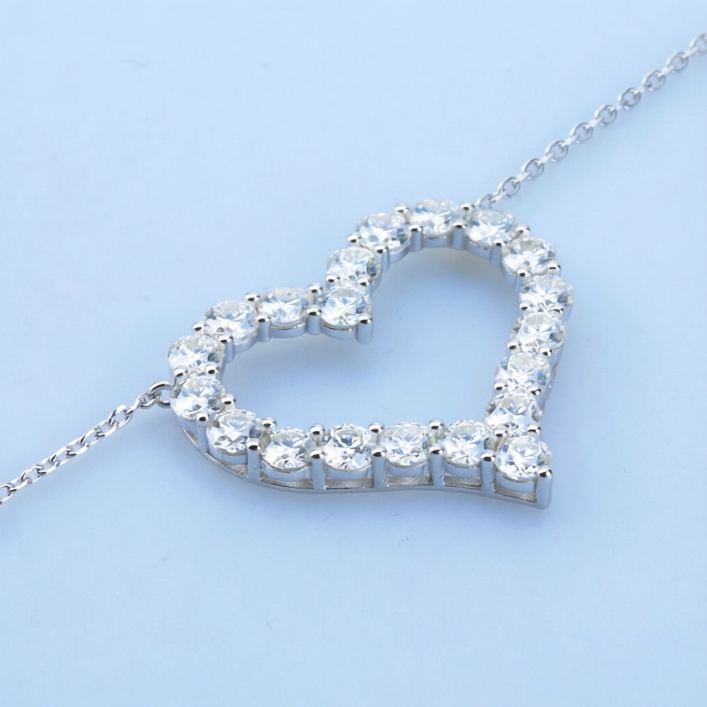 Sterling Silver Moissanite Heart Necklace