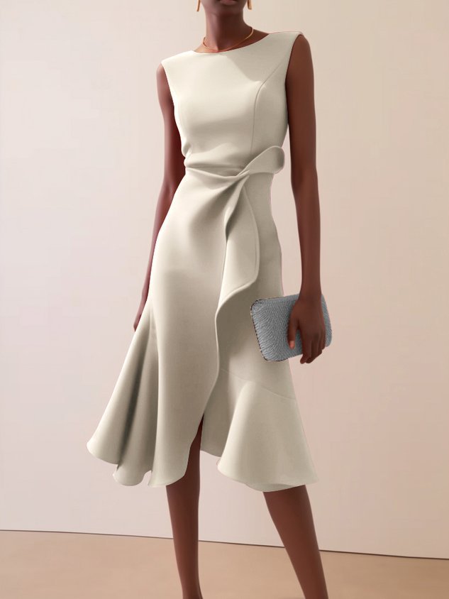 Sleeveless Round Neck Elegant Dress
