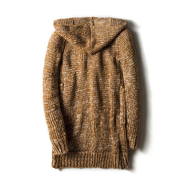 Loose-fitting, warm knit cardigan trench coat