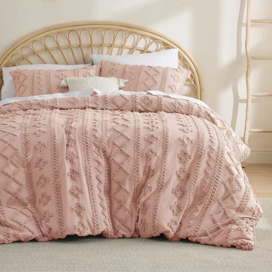 Brushed Solid Color Tufted Bohemian Bedding Set