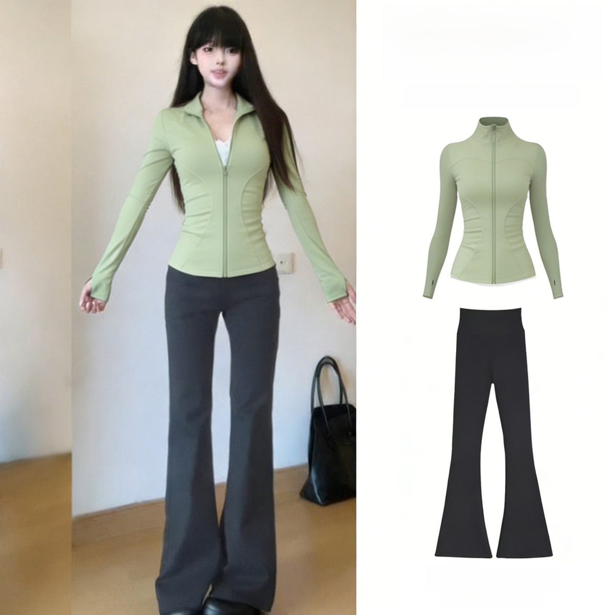 Women's 2-Piece Quick-Dry Long Sleeve Yoga Running Sports Set