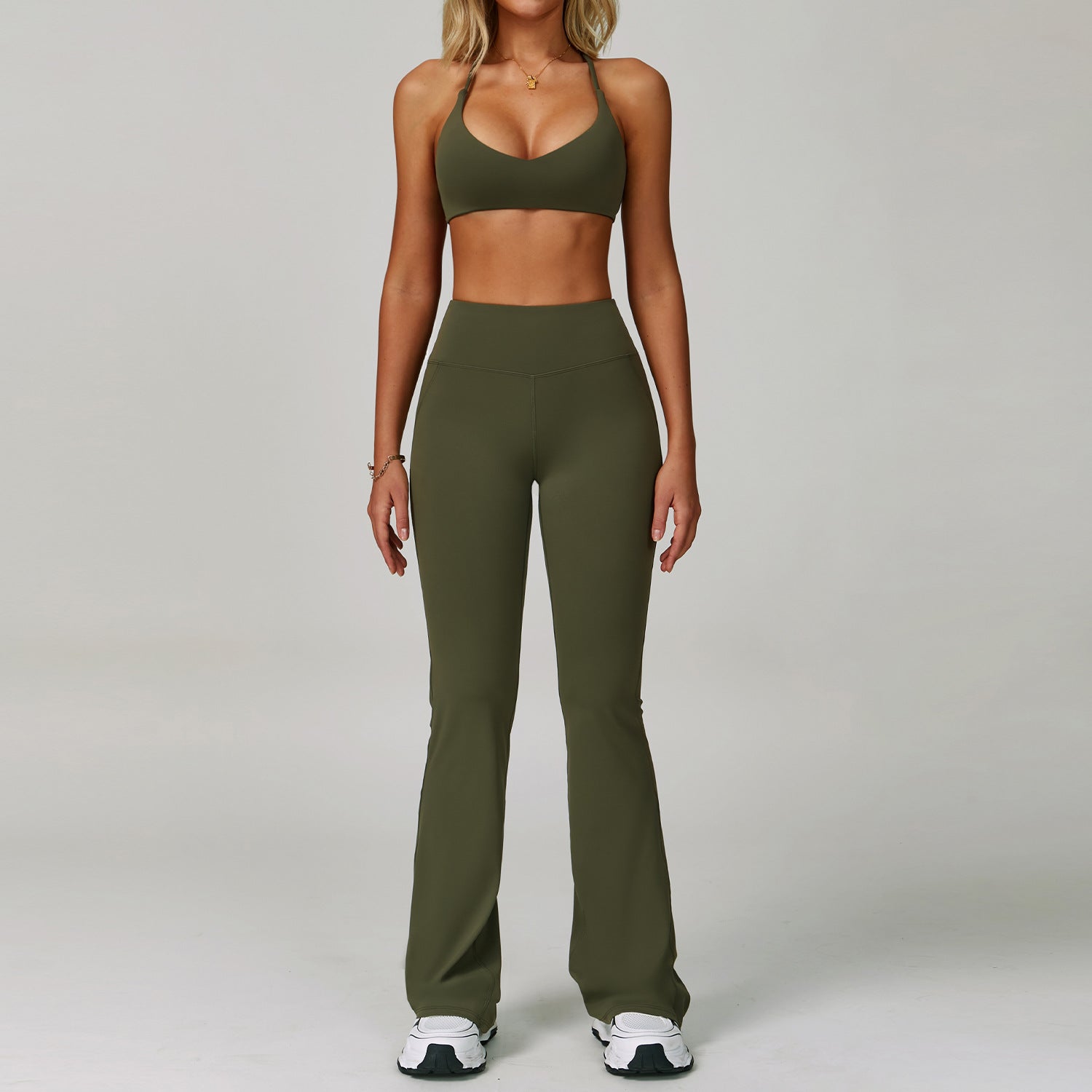 Womens Backless Yoga Fitness Set High-Intensity Sportswear