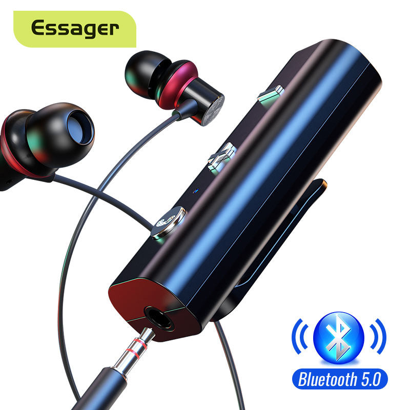 ESSAGER Bluetooth Audio Receiver with 3.5mm AUX and Built-in Microphone