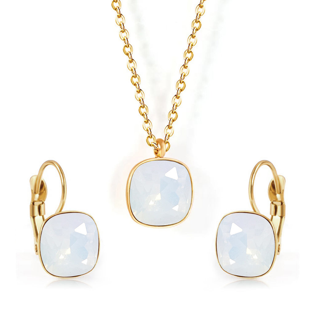 Square Zircon Jewelry with Gold Plated Finish