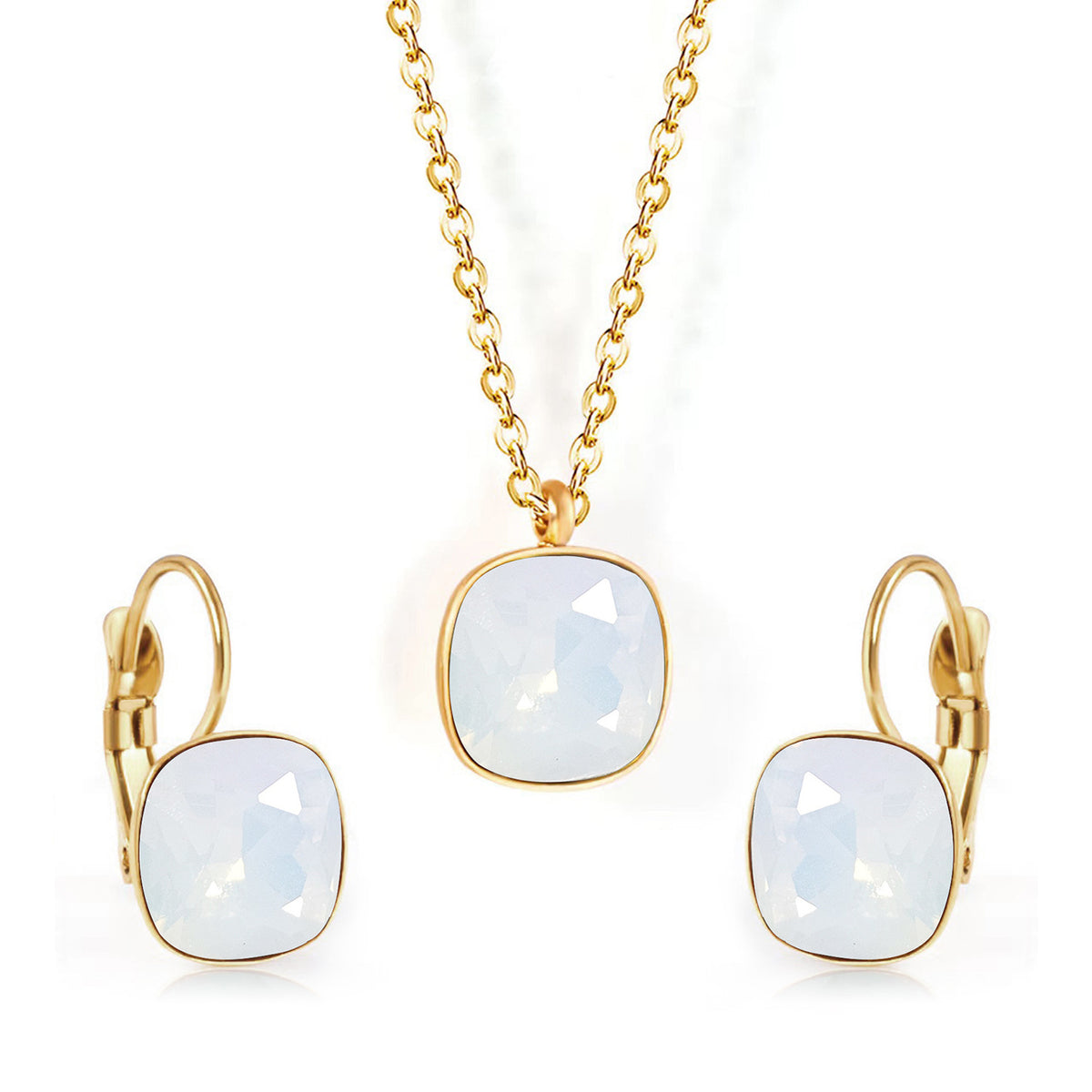Square Zircon Jewelry with Gold Plated Finish