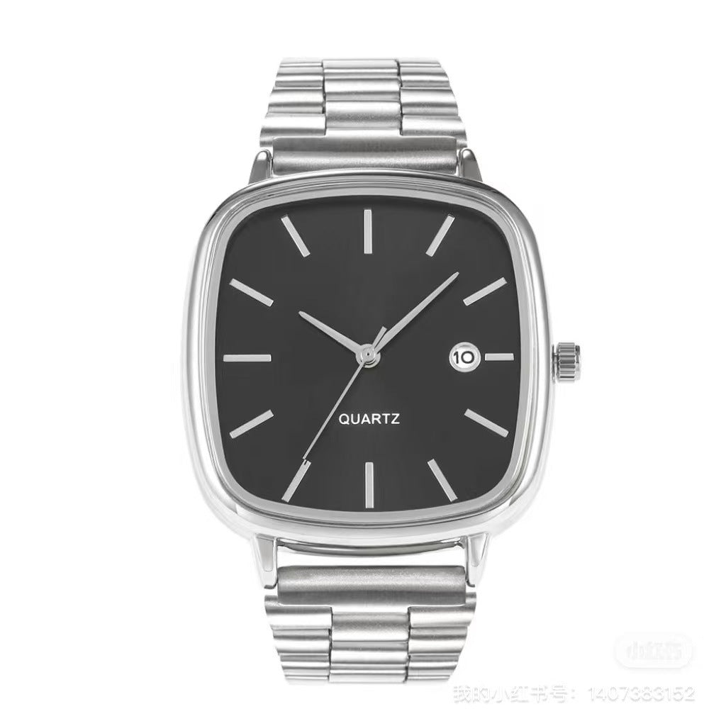 Retro Stainless Steel Square Watch