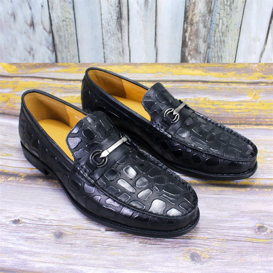 Men's Business Casual Loafers with Crocodile Pattern